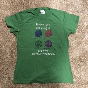 Yarn knitting crocheting parody t-shirt